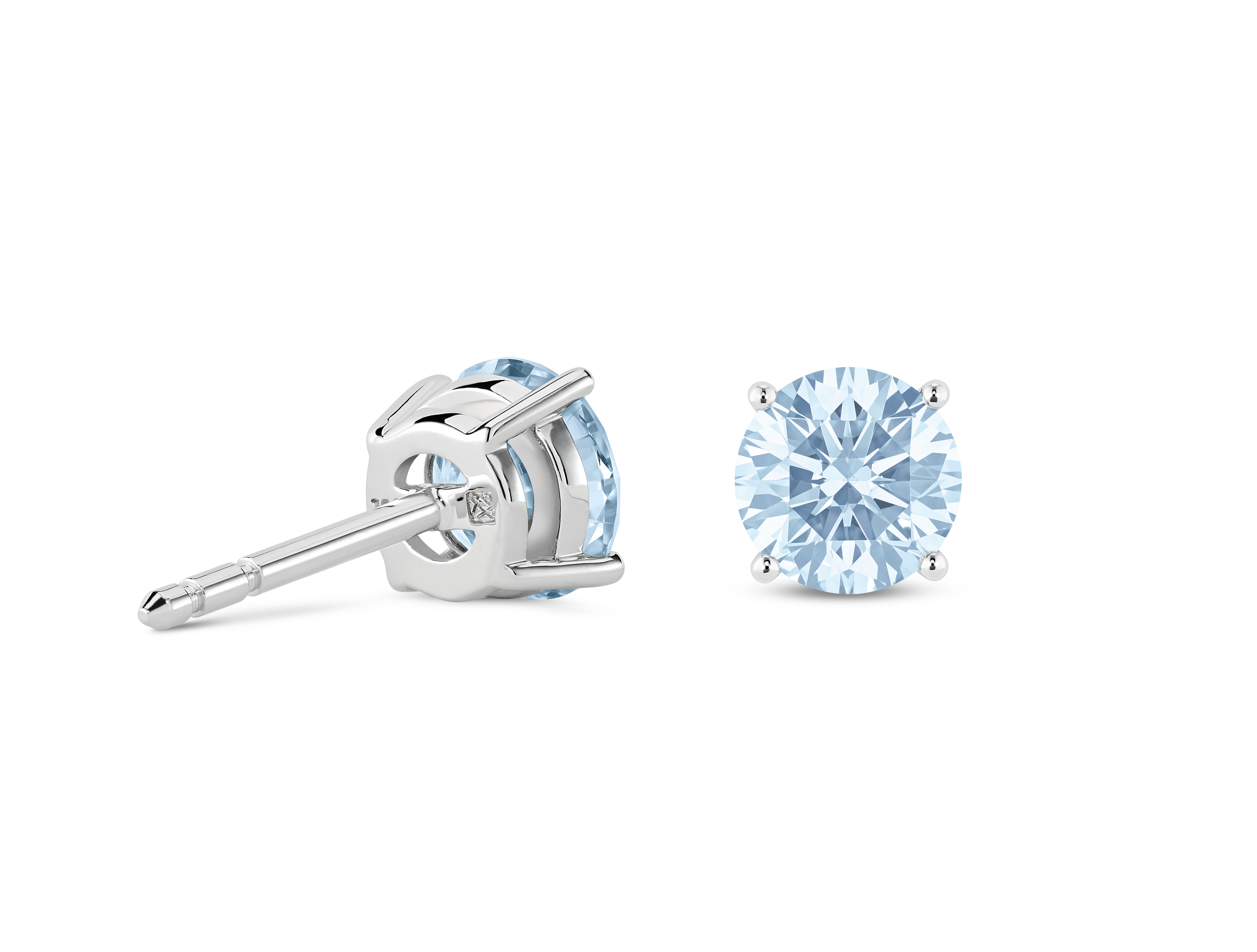 Finest Lab-Grown Diamond 2ct. tw. Round Brilliant Solitaire Studs | Blue